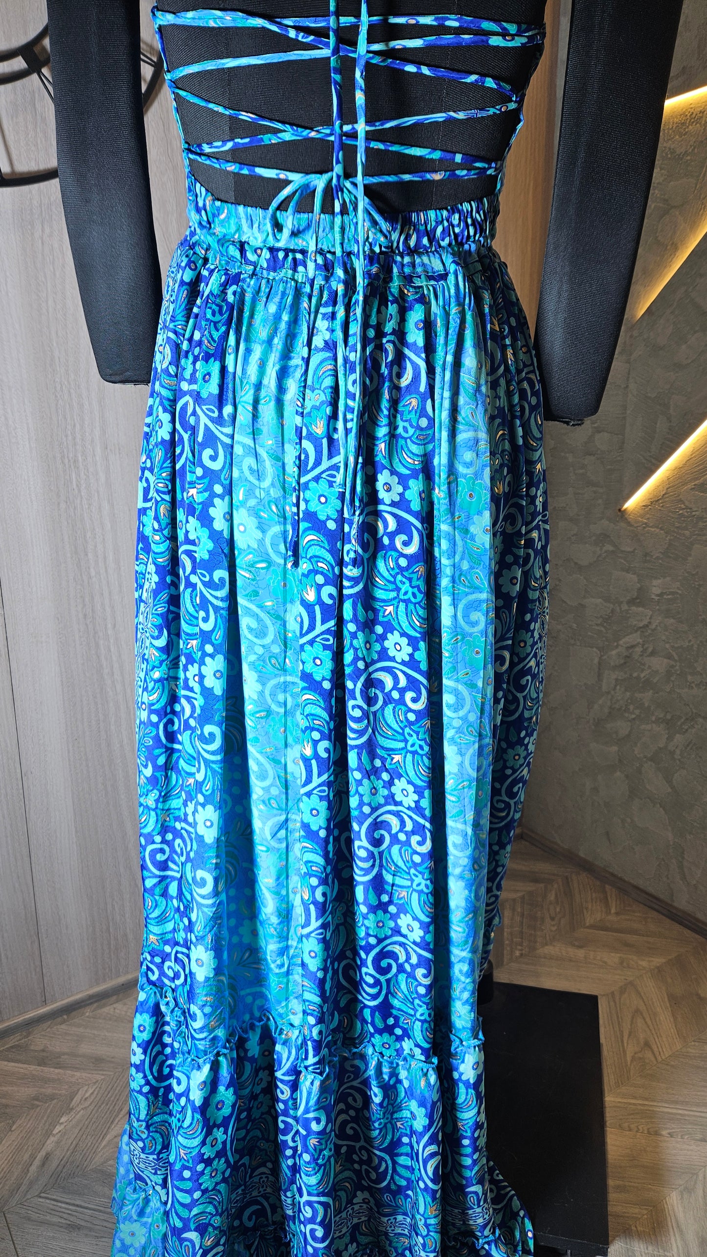 0161-J-HOB-Boho Breeze Women's Halter Neck Maxi Dress - Made in India