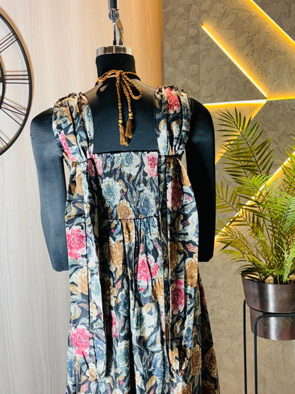 0225-D-HOB -Elegant Floral Maxi Dress – Handcrafted Indian Ethnic Wear - Made in india