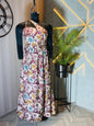 0228-D-HOB -Elegant Floral Printed One-Shoulder Maxi Dress - Made in india