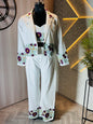 0218-C-HOB-Handcrafted White Cotton Embroidered Co-ord Set – 3 Piece (Jacket, Bustier & Trousers)- Made in india
