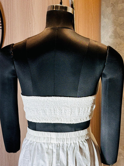 0218-C-HOB-Handcrafted White Cotton Embroidered Co-ord Set – 3 Piece (Jacket, Bustier & Trousers)- Made in india