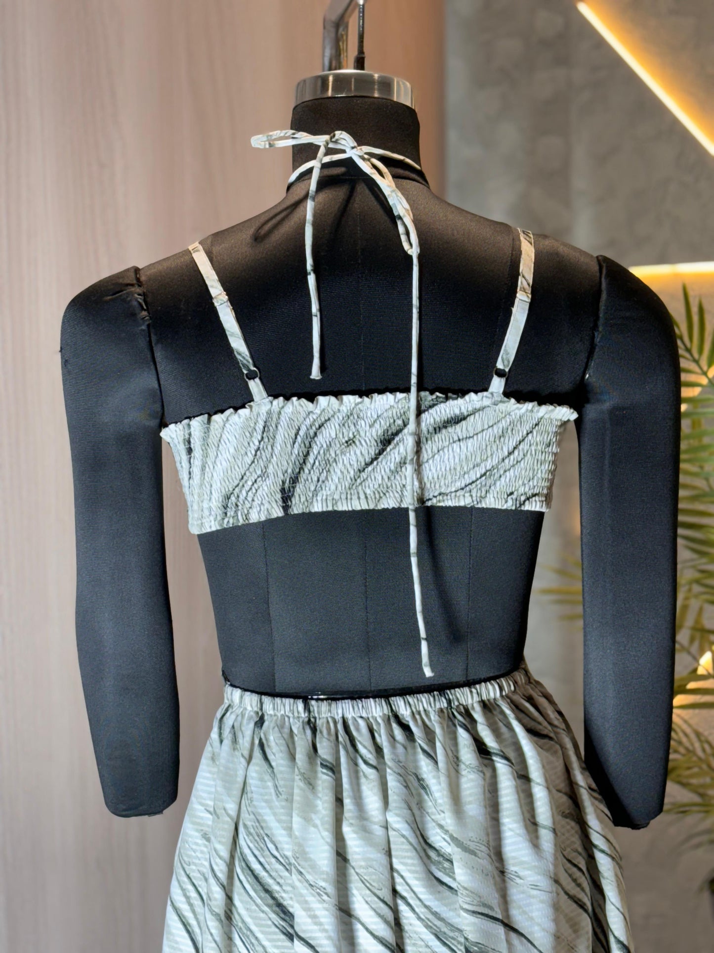 0221-C-HOB -Monochrome Breeze Cut-Out Midi Dress - Made in india