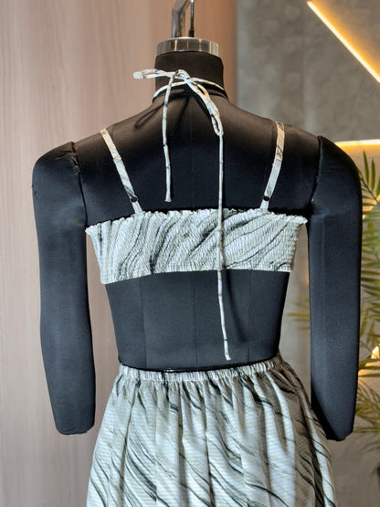 0221-C-HOB -Monochrome Breeze Cut-Out Midi Dress - Made in india