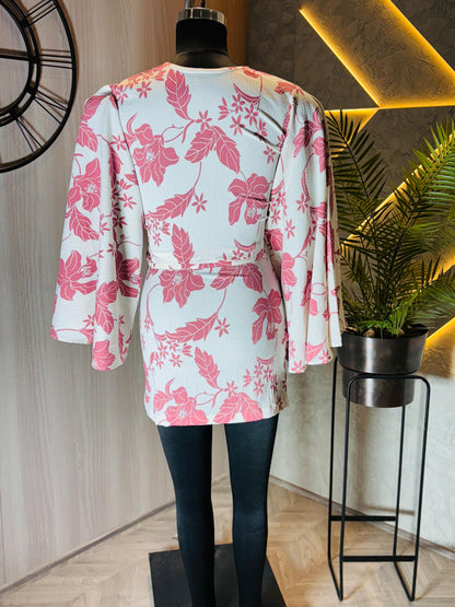 0223-D-HOB -Boho Chic Floral Co-ord Set – Crop Top & Mini Skirt - Made in india