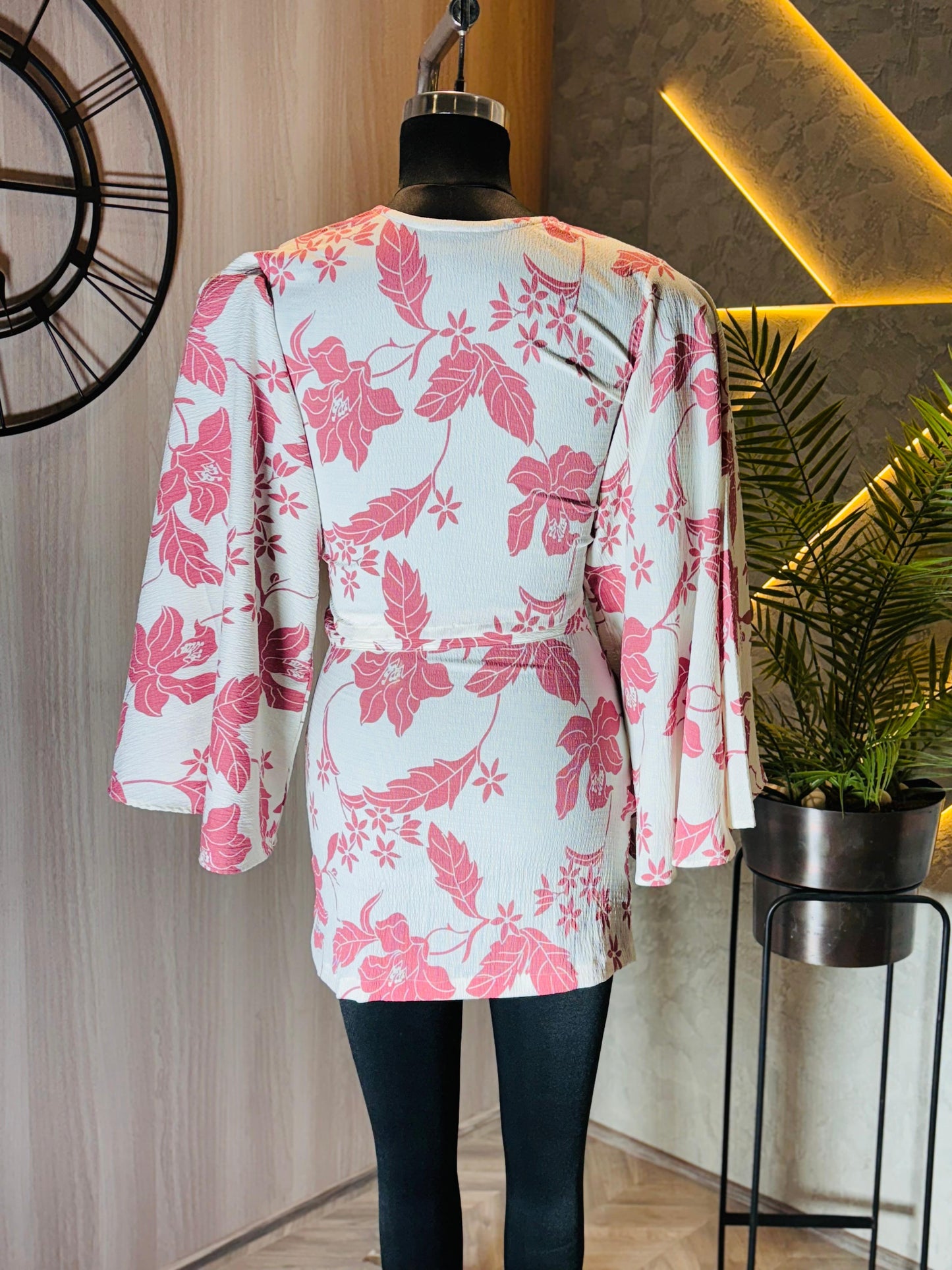 0223-D-HOB -Boho Chic Floral Co-ord Set – Crop Top & Mini Skirt - Made in india