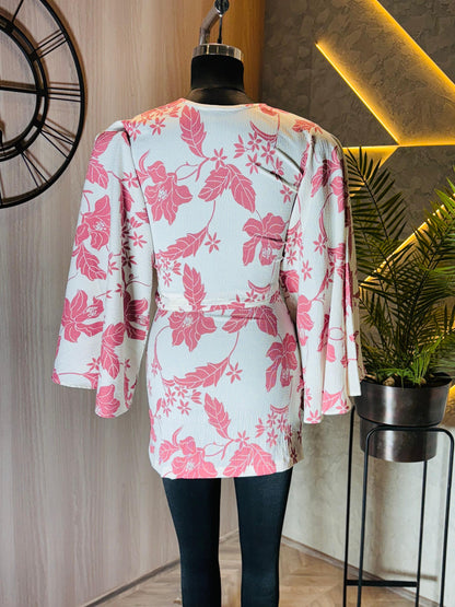 0223-D-HOB -Boho Chic Floral Co-ord Set – Crop Top & Mini Skirt - Made in india